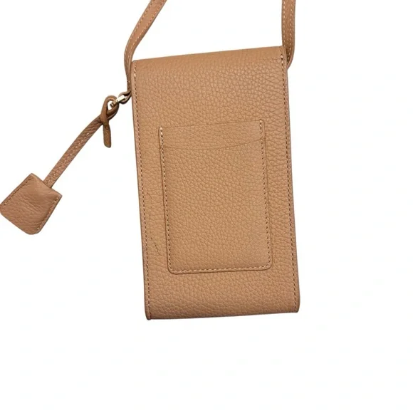 Maison de Sabre Leather Phone Pouch in sandstone brown